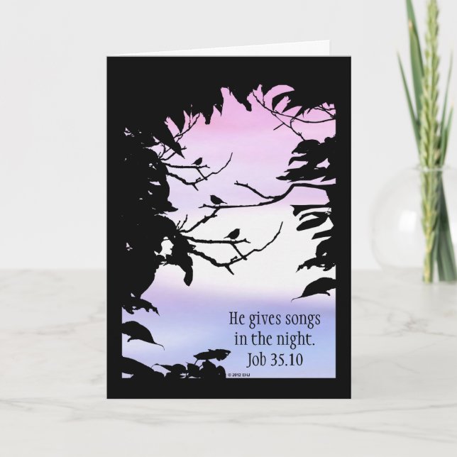 Cartão He Gives Songs in the Night  - Get well card. (Frente)