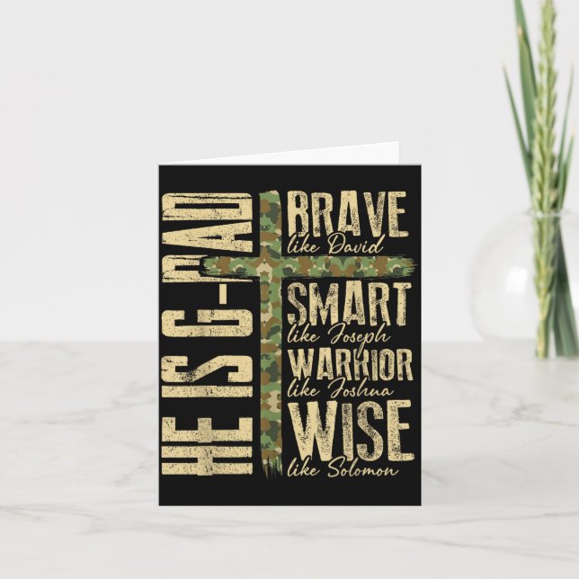 Cartão He Is G-dad Camo Religious Father's Day Christian  (Frente)