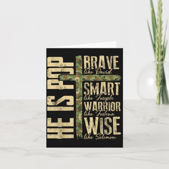 Cartão He Is P Camo Religious Father's Day Christian Dad  (Frente)