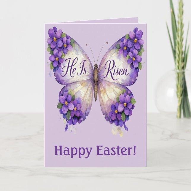 Cartão He Is Risen Butterfly Easter Card (Frente)
