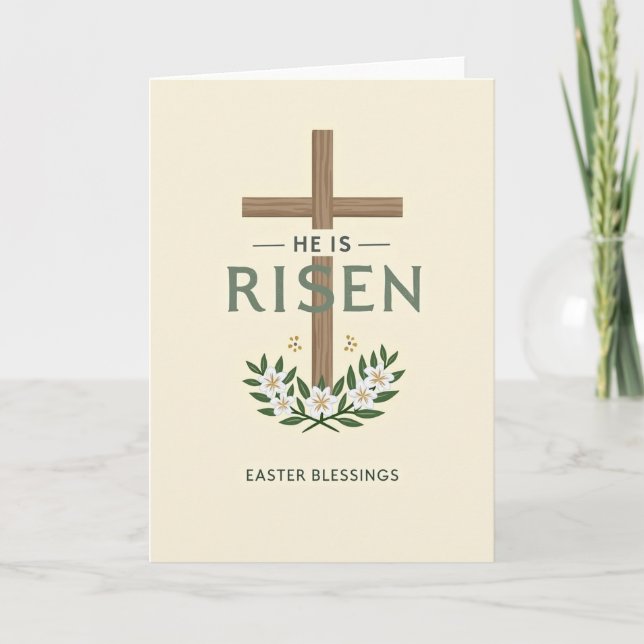 Cartão He Is Risen Easter Blessings Card (Frente)