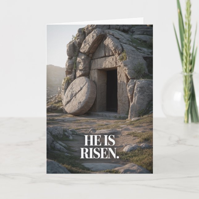 Cartão He Is Risen Empty Tomb Christian Easter Card (Frente)
