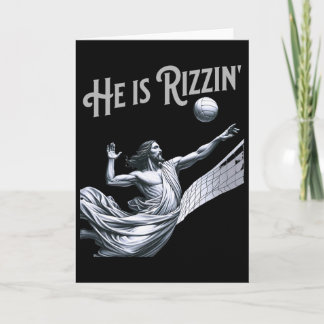 Cartão He Is Rizzin Jesus Playing Volleyball Funny Sports