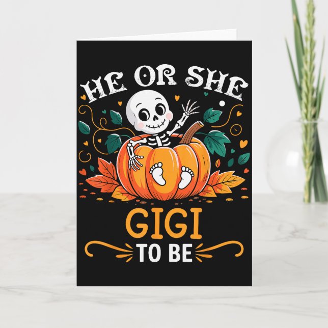Cartão He Or She Gigi To Be Halloween Skeleton Baby Revea (Frente)
