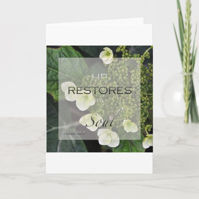 Cartão He Restores My Soul - Psalm 23 Encouragement Card (Frente)