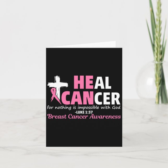 Cartão Heal Cancer Christian Believe God Breast Cancer Aw (Frente)