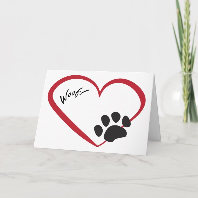 Cartão Heart and Paw Print Greeting Card (Frente)