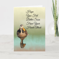 Heart Attack Get Well Card, Duck in Digital Pond