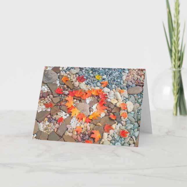 Cartão Heart Autumn Leaves Greeting Cards Rock Garden (Frente)