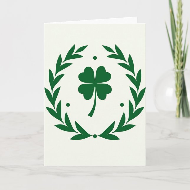 Cartão Heart Clover Wreath Luck Card (Frente)
