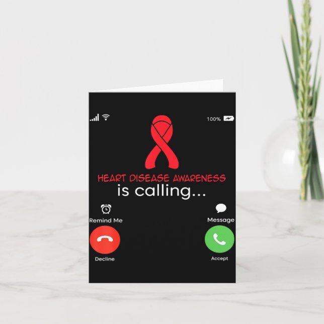 Cartão Heart Disease Awareness Red Ribbon Heart Attack Su (Frente)