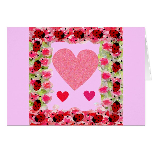Cartão Heart Ladybugs (Frente Horizontal)