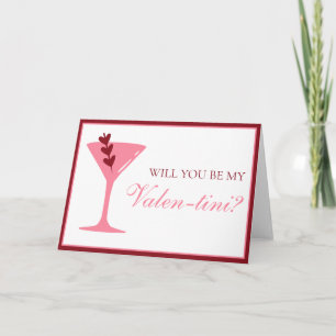Cartão Heart Martini Galentine's Day Red and Pink