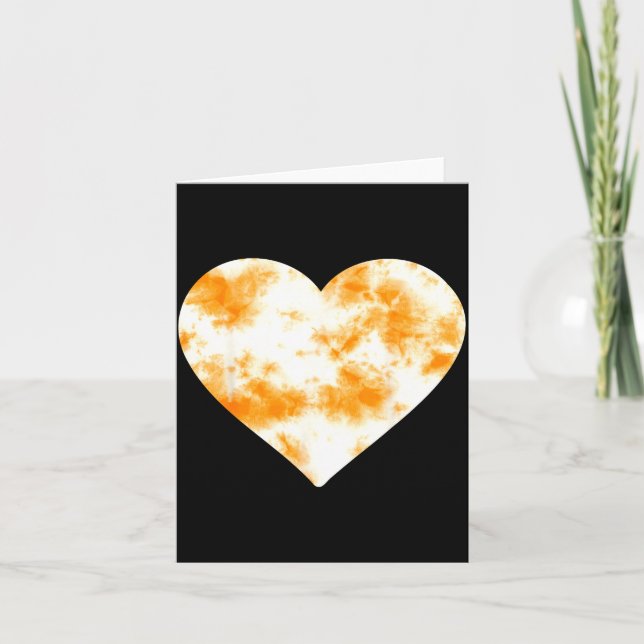Cartão Heart Orange Tie Dye - Cute Valentines Day Graphic (Frente)