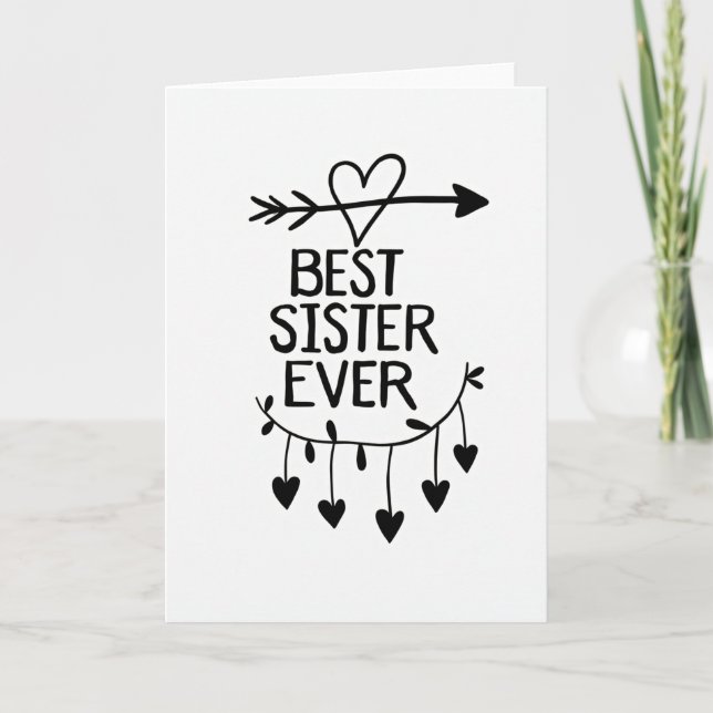 Cartão Heart Pattern Best Sister Ever Card (Frente)