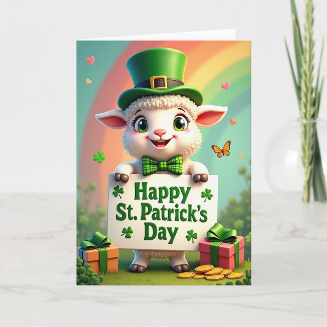 Cartão Heart Pattern St Patricks Day Card (Frente)