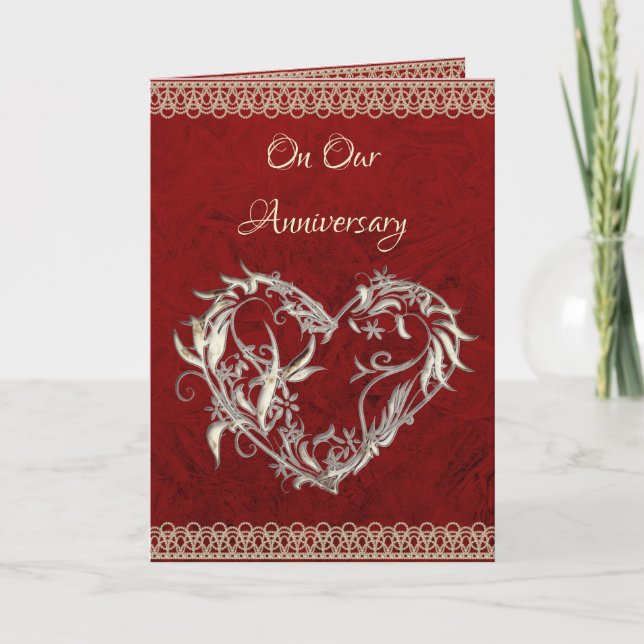Cartão Heart, Pearls & Roses Anniversary Card (Frente)