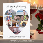 Cartão Heart Photo Collage Script Anniversary Card<br><div class="desc">Celebrate any year anniversary (or any occasion or event) with photo memories in a unique heart-shaped photo collage. The heart collage on the front holds 10 pictures and the inside includes one on each side for a total of 12 images. The sample shown is for any year wedding anniversary but...</div>