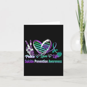 Cartão Heart Ribbon Rosa Peace Love Mental Health Suicídi