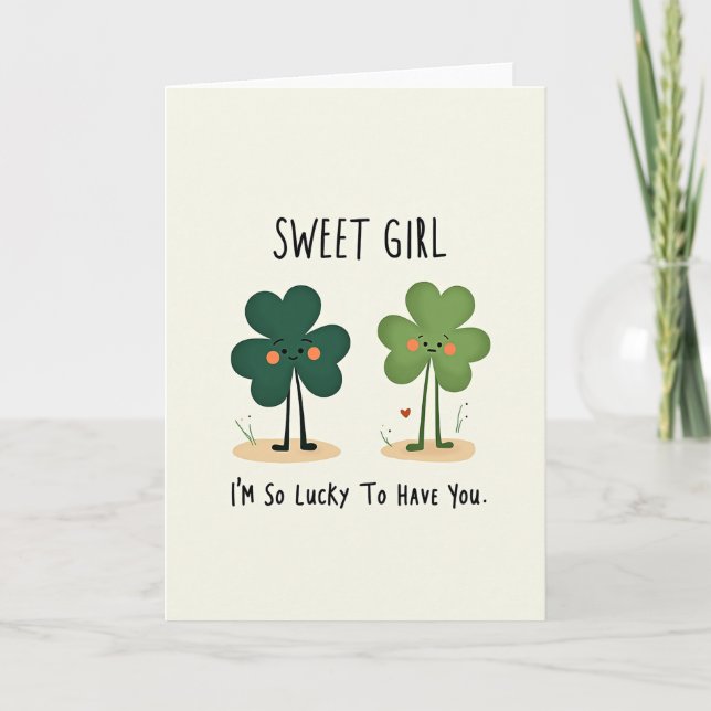 Cartão Heart Shamrock Sweet Girl Card (Frente)