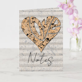 Cartão Heart-Shaped Love Typography with Musical Notes