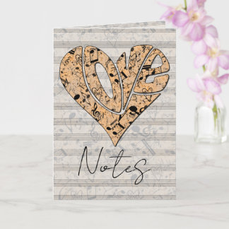 Cartão Heart-Shaped Love Typography with Musical Notes
