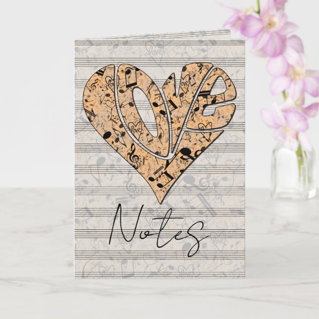 Cartão Heart-Shaped Love Typography with Musical Notes (Orquídea)