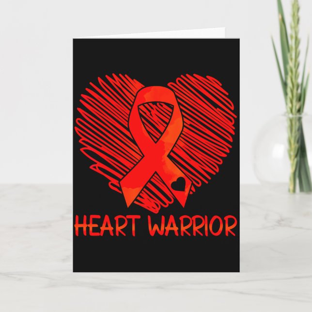 Cartão Heart Warrior Red Ribbon Heart Disease Awareness  (Frente)