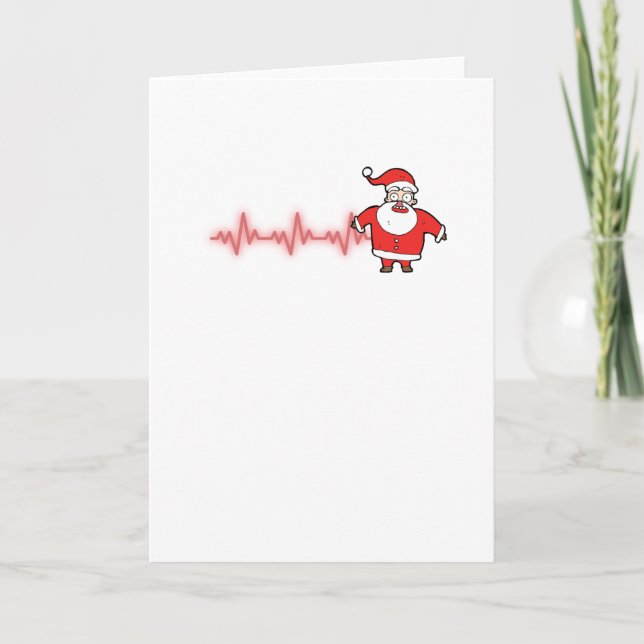 Cartão Heartbeat Santa Claus Funny Christmas Doctor Nurse (Frente)