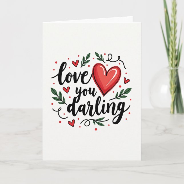 Cartão Heartfelt Script Love You Card (Frente)