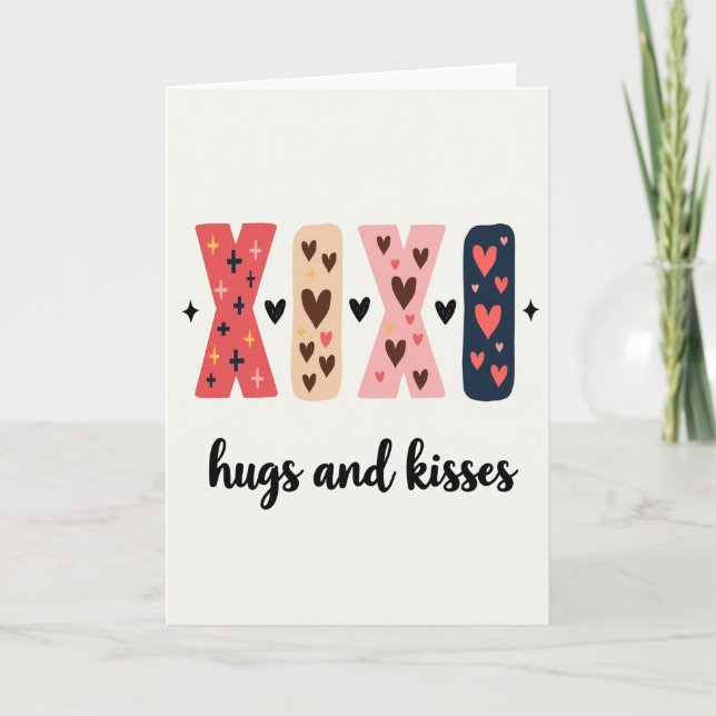 Cartão Heartfelt Xoxo Hugs Kisses Card (Frente)