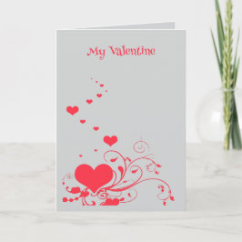 Cartão Hearts And Elegant Curling Flourishes Minimal 