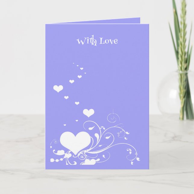 Cartão Hearts And Elegant Curling Flourishes Minimal Illu (Frente)