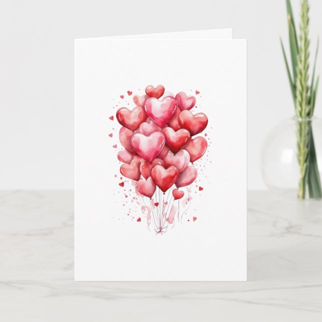 Cartão Hearts Balloon Romantic Love Minimalist (Frente)