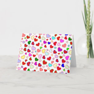 Cartão Hearts Colorful Multi on White Greeting Card