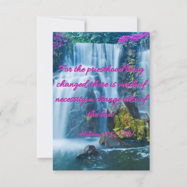 Cartão Hebraico 7:12 Bíblia KJV Verse Pic Saudação Plana (Frente)