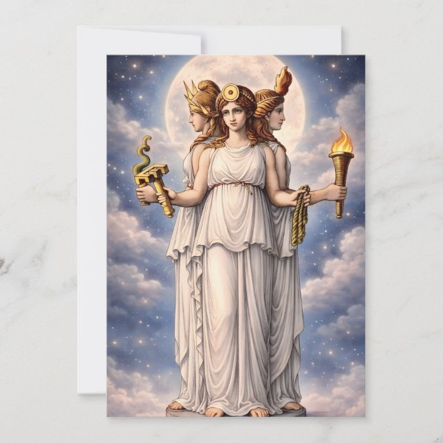 Cartão Hécate Tríplice Deusa Arte Celestial da Lua – mito (Frente)