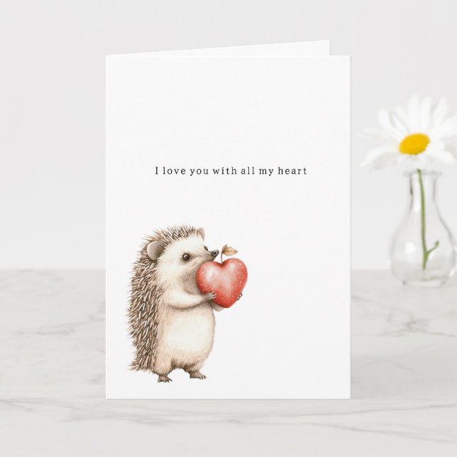 Cartão Hedgehog All My Heart Love (Planta pequena)