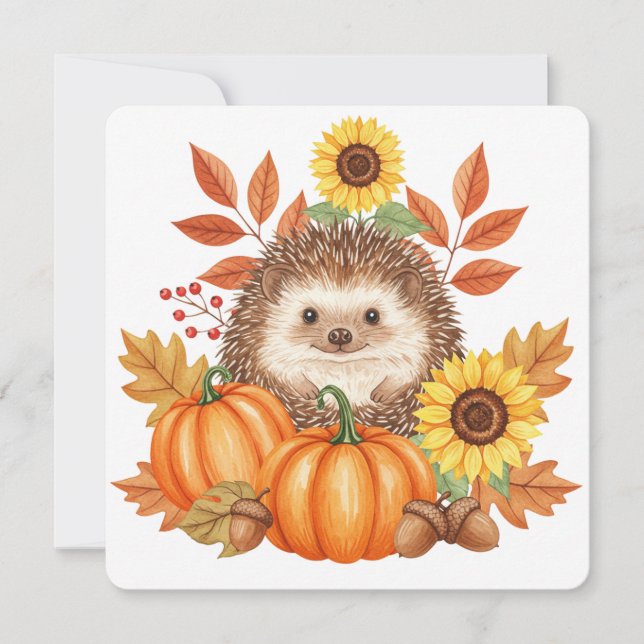 Cartão Hedgehog and pumpkin thanksgiving card  (Frente)