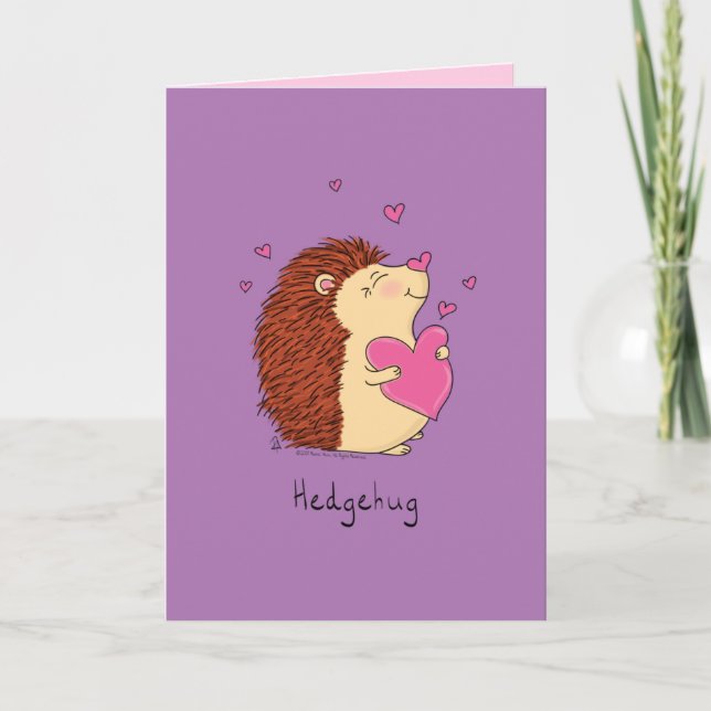 Cartão Hedgehog Cute Kids Valentine's Day Hugs (Frente)