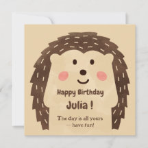 Hedgehog Feliz Aniversário com Cor da Água Simples
