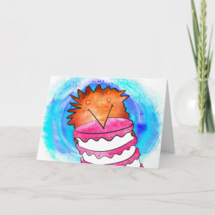 Cartão Hedgehog with cake birthday card