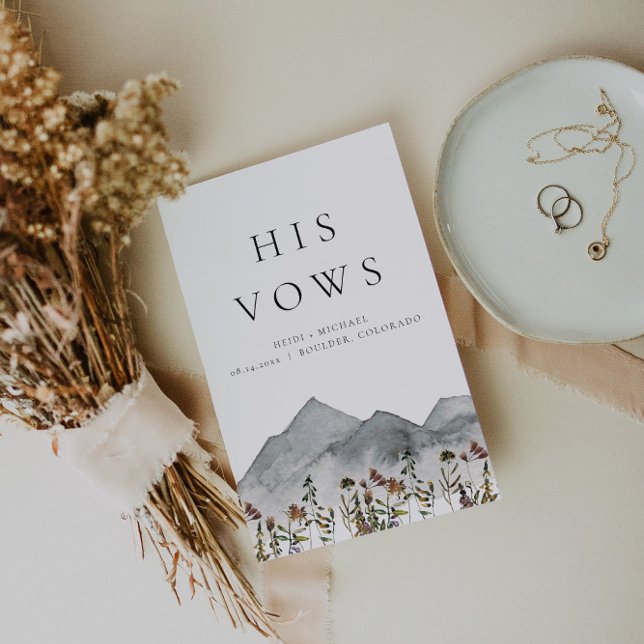Cartão HEIDI Boho Mountain Wildflower seus votos de casam (Criador carregado)