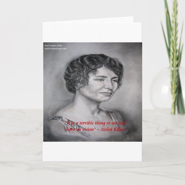 Cartão Helen Keller Having Vision Wisdom Quote (Frente)