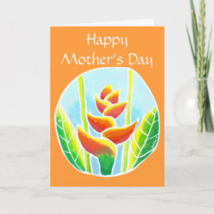 Cartão Heliconia Tropical Flower MothersDay Card Template