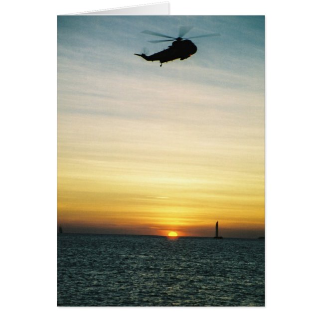 Cartão Helicóptero ao pôr do sol (Frente)