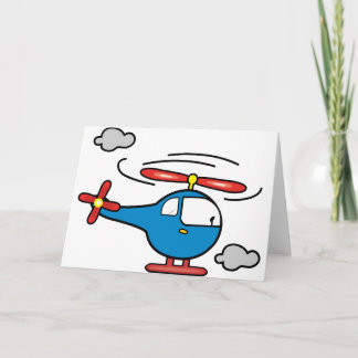 Cartão Helicóptero azul e vermelho