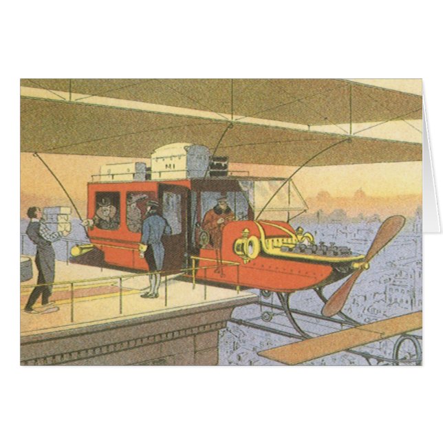 Cartão Helicóptero de avião de ficção científica Vintage  (Frente Horizontal)
