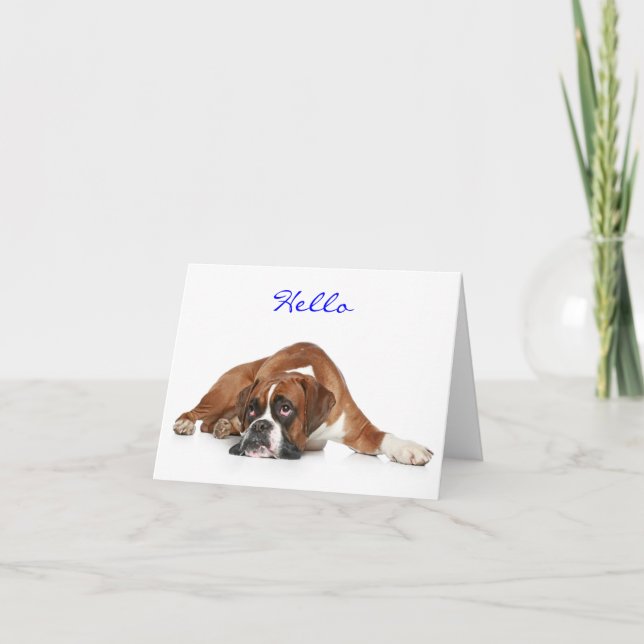 Cartão Hello Boxer Dog Blank Note Card (Frente)