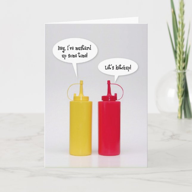 Cartão Hello, Let's Catch Up, Ketchup Mustard Blank Card (Frente)